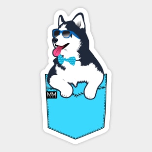 Cool Husky Pouchie Shirt - In Pocket Sticker